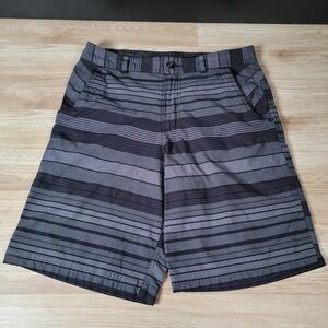 Lululemon Commission Shorts Mens 34 Black Gray Striped Stretch Golf Warpstreme